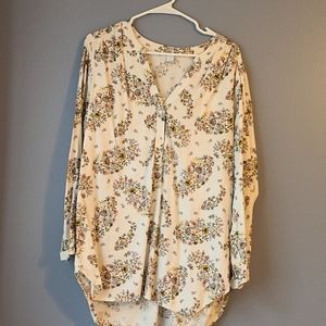 Long sleeve half button down tunic shirt